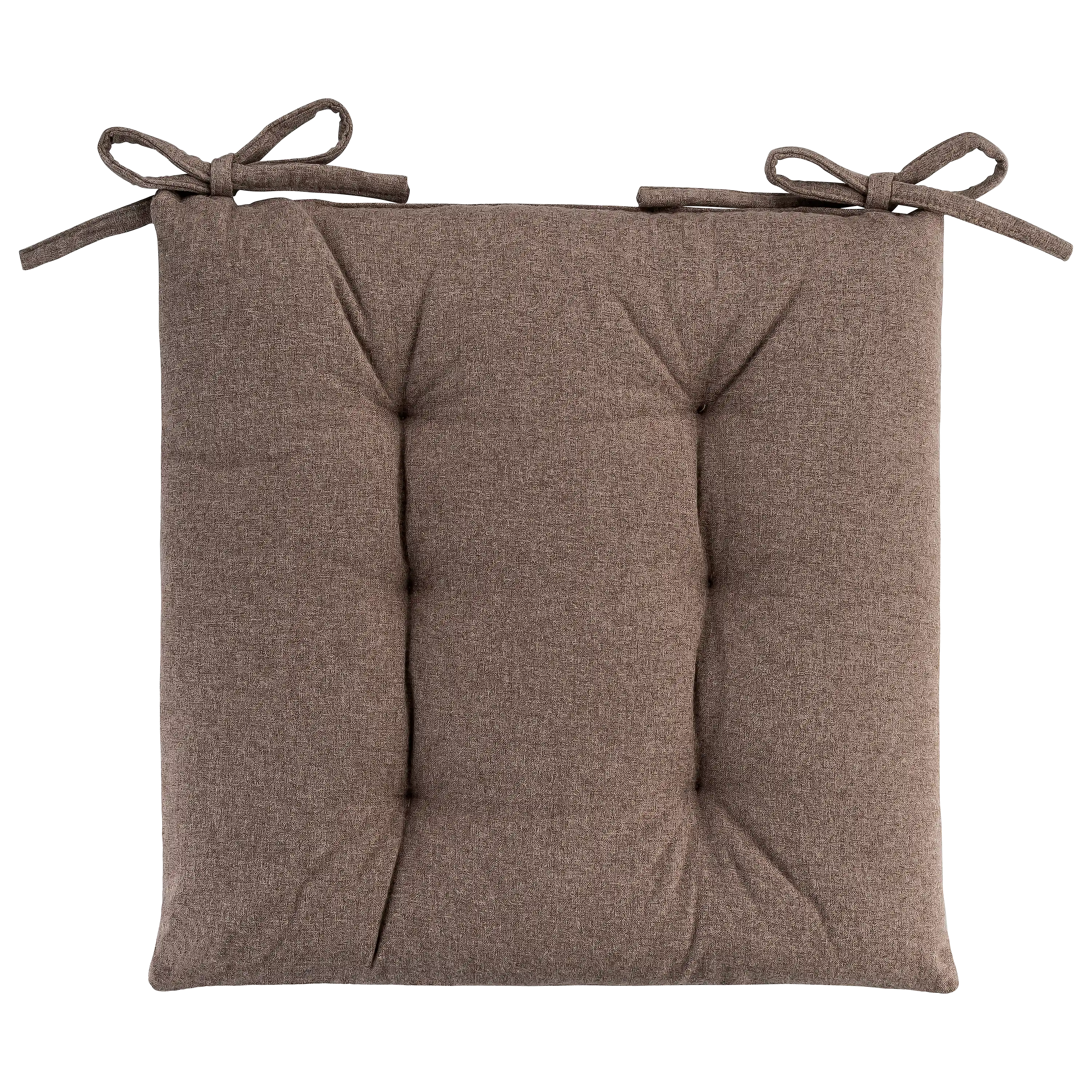 Braunes Sitzkissen mit Bindebändern für Stühle, ideal für professionelle Produktfotos von PRO-ducto GmbH.