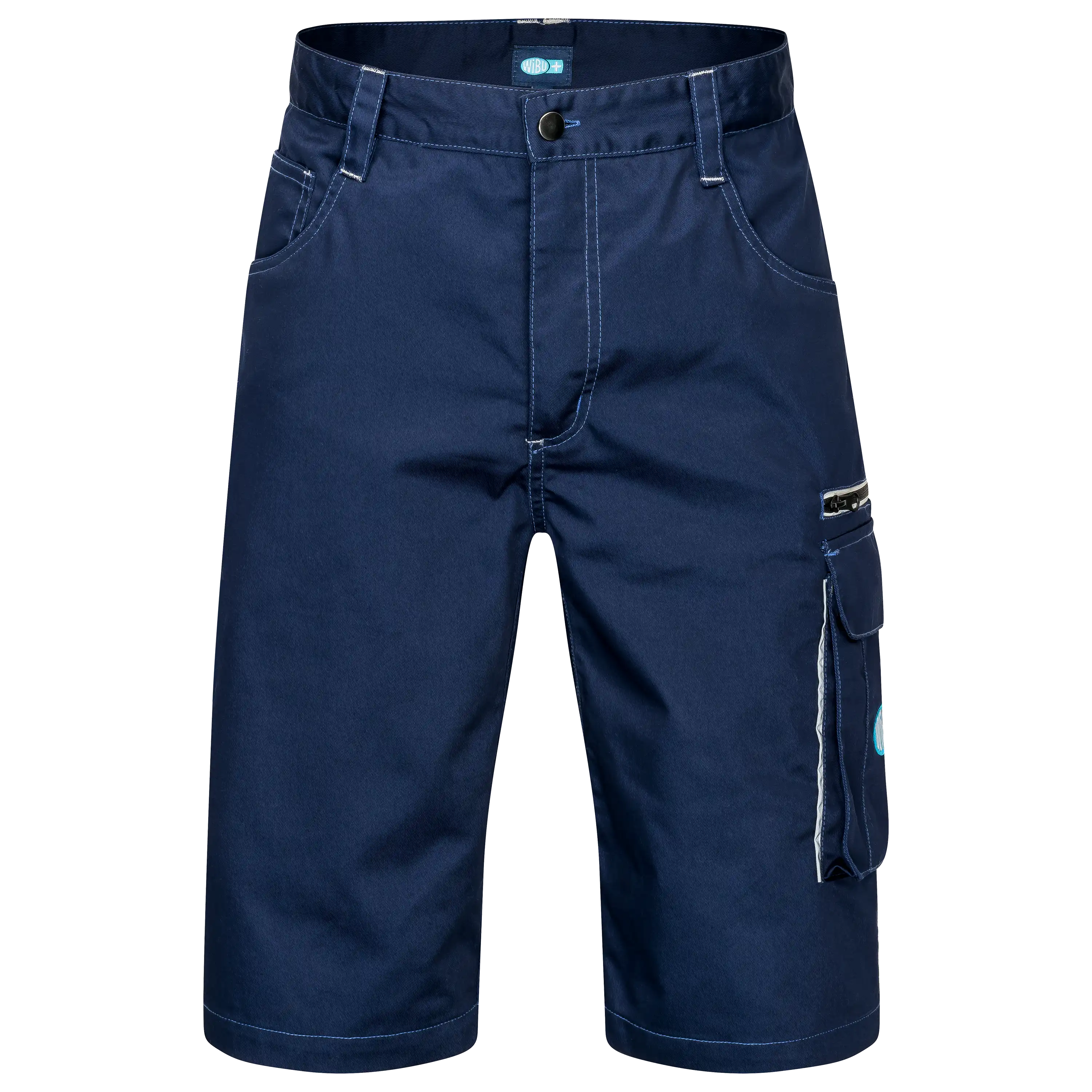 PRO-ducto GmbH Dunkelblaue Arbeitsshorts als Freisteller für Produktfotografie. Professionelle Hollowman Fotografie hilft, Produktbilder erstellen zu lassen. Produktfotografie
