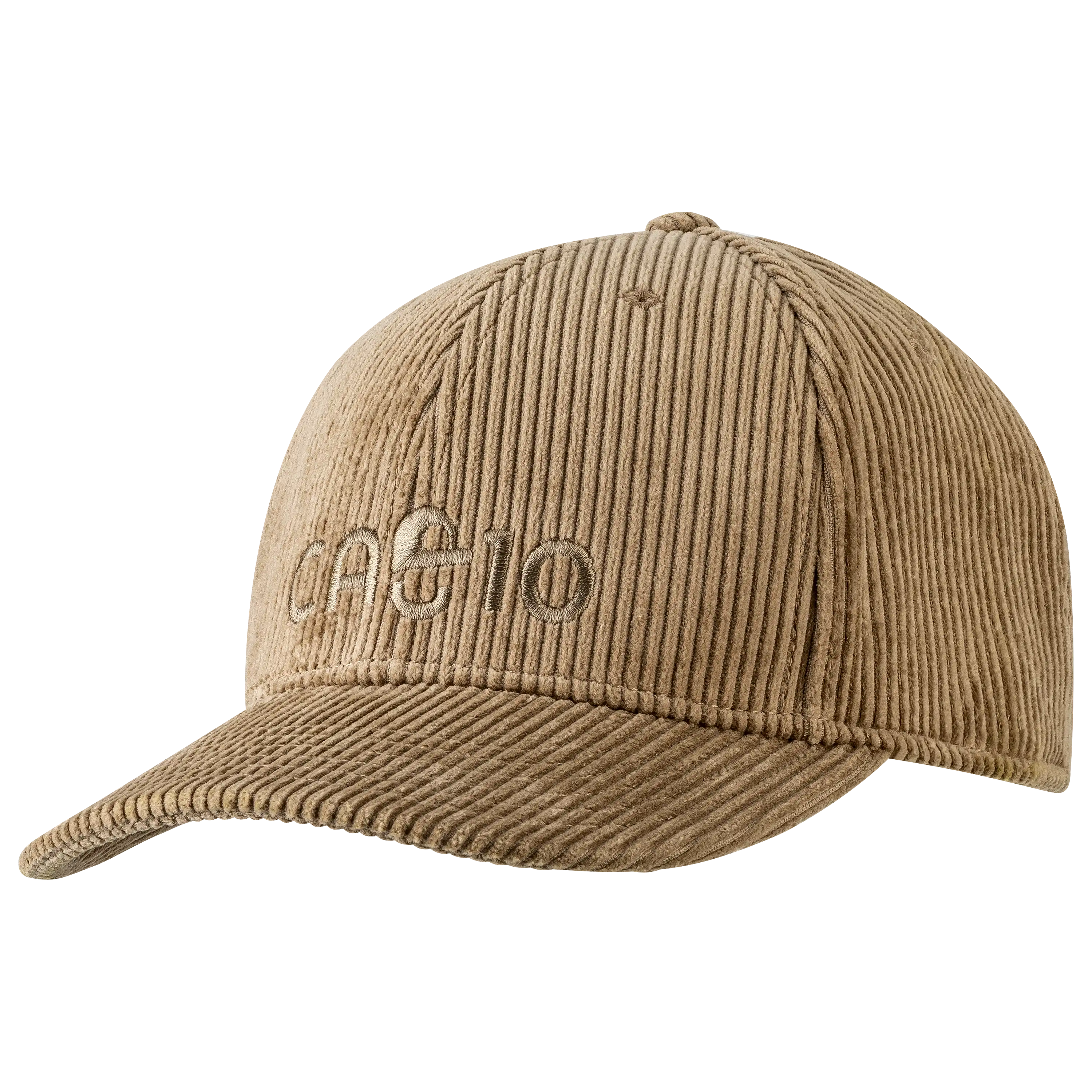 Professionelle Produktfotografie einer beigen Cord-Cap mit Stickerei. Idealer Freisteller für Textilfotografie und hochwertige Produktbilder. PRO-ducto GmbH