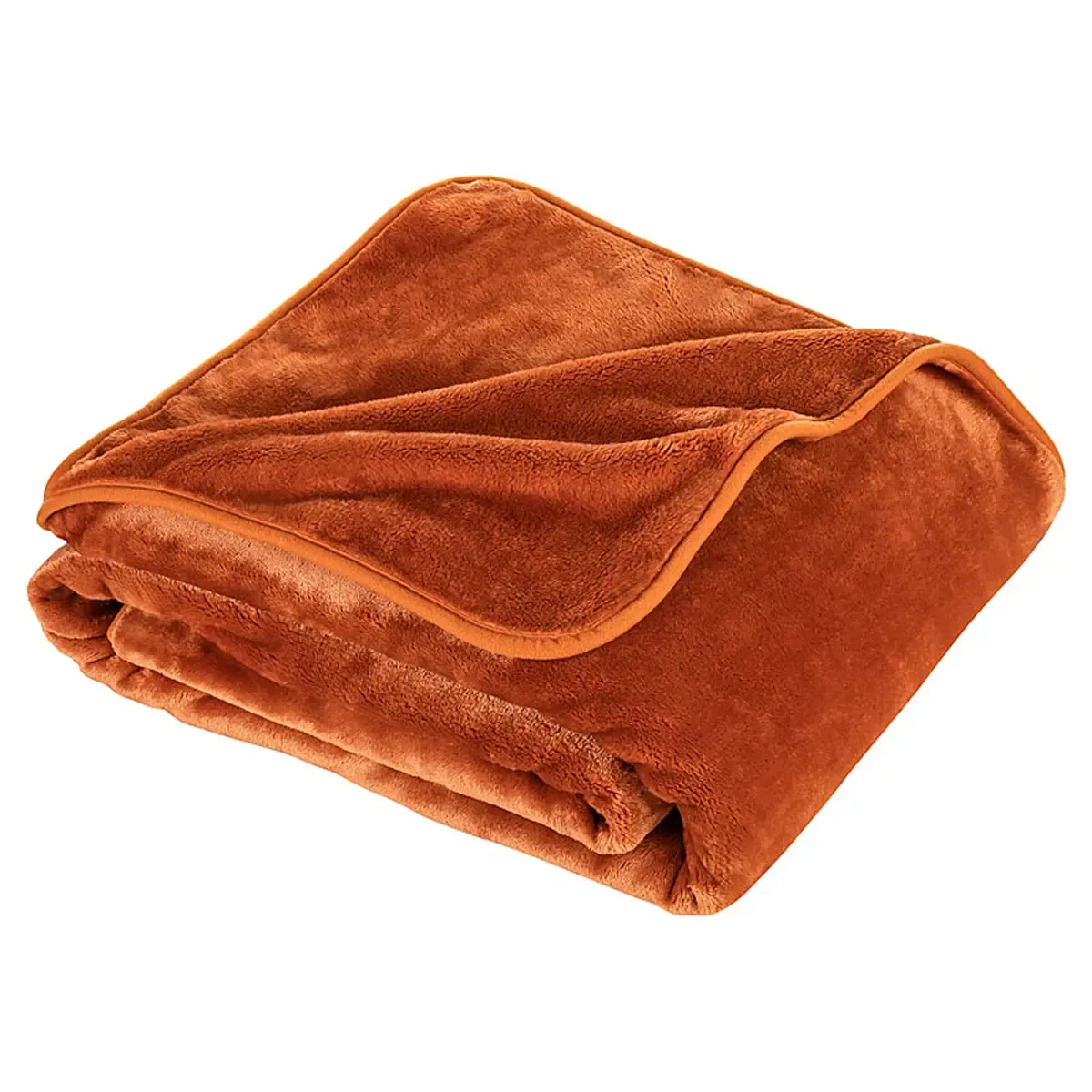 Professionelle Produktfotografie einer weichen, rostbraunen Kuscheldecke als Freisteller. Hochwertige Textilfotografie für ansprechende Produktbilder. PRO-ducto GmbH