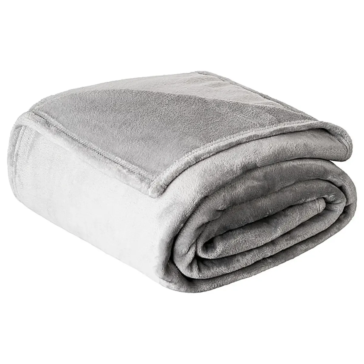 Professionelle Produktfotografie einer gefalteten grauen Kuscheldecke als Freisteller für hochwertige Produktbilder und Textilfotografie im Shop. PRO-ducto GmbH