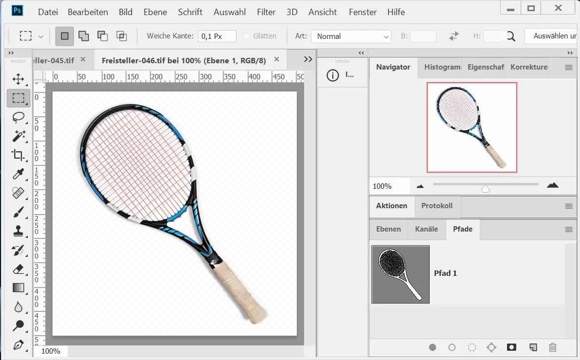 Bild freistellen und Produktfoto ausschneiden Tennisschläger