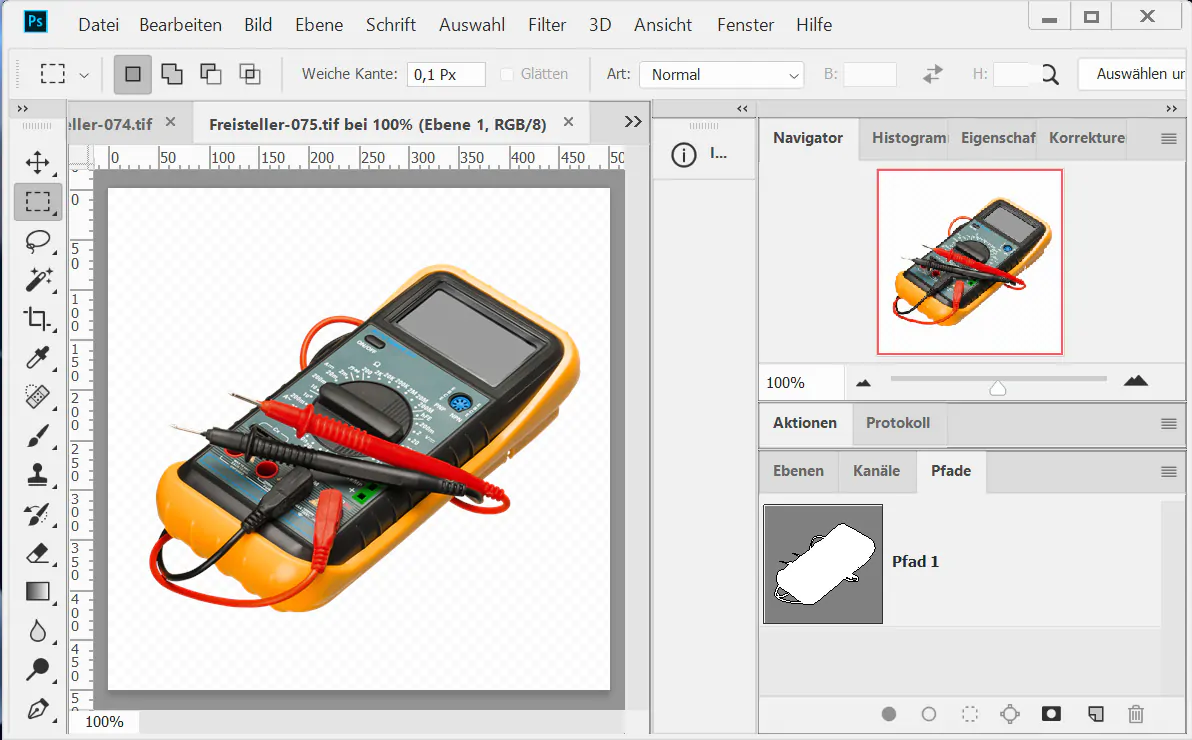 Bild freistellen und Produktfoto ausschneiden Elektronik Messgerät