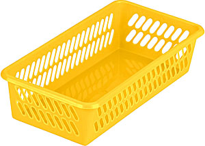 Produktfoto eines Gitterkorbes aus Kunststoff, gelb